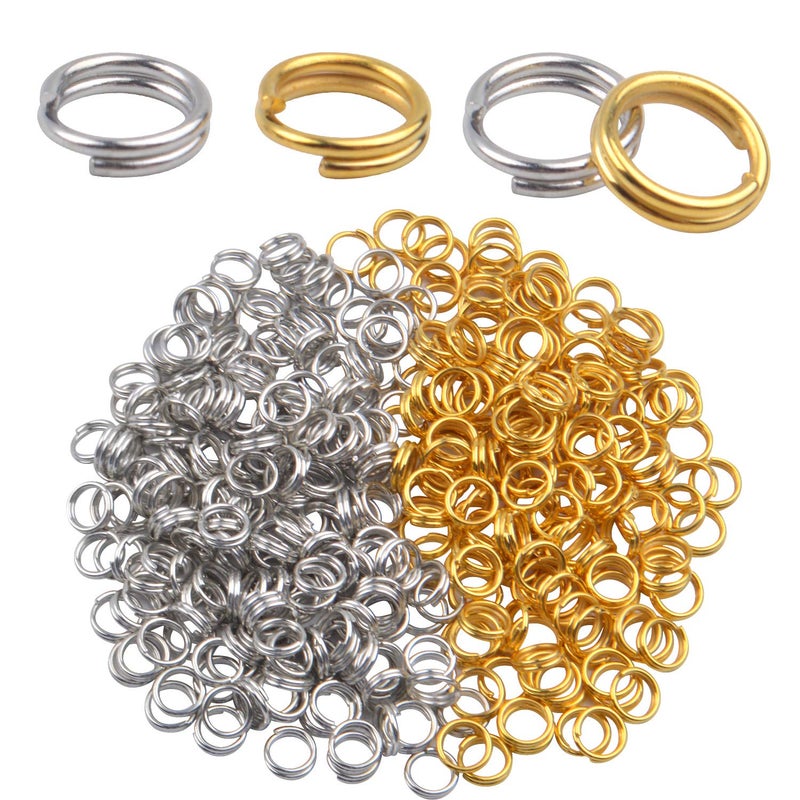 Aylifu 6mm Split Rings, 600 Pieces Small Split Key Rings Double Loop Jump Rings Connectors for DIY Jewelry Making - Silver and Gold - Image 1